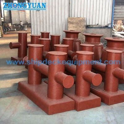 Deck Welded Double Cross Bitt Bollard untuk Mooring Kapal GB / T 554 Tipe DH DN200 ¢ 300