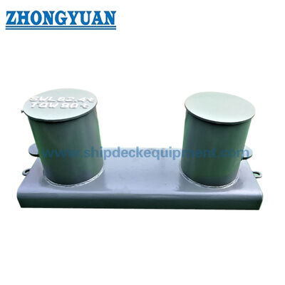 100×800 mm Pabrik Double-Bitt Mooring Bollard dengan Plat Base Wide JIS F 2001 Tipe B