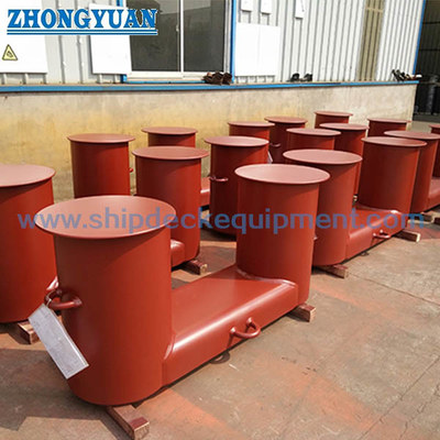 Welded Fabricated Inclined Double Bitt Bollard GB 556 SH Type Dengan Box Base Ship Mooring Equipment