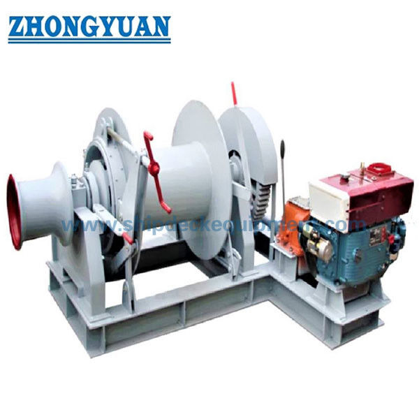16-150 kN Mesin Diesel Dipimpin Marinir Winch Single Drum Wire Rope Deck Winch